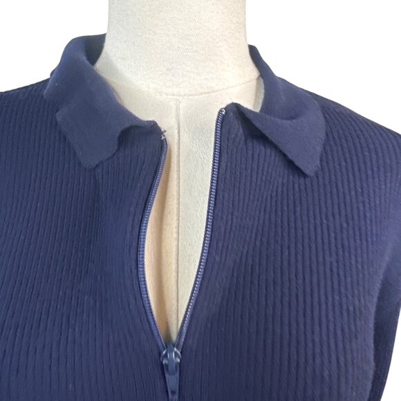 Banana Republic Navy Blue Medium Merino Wool Zip Collar Sweater Jacket - Picture 4 of 11